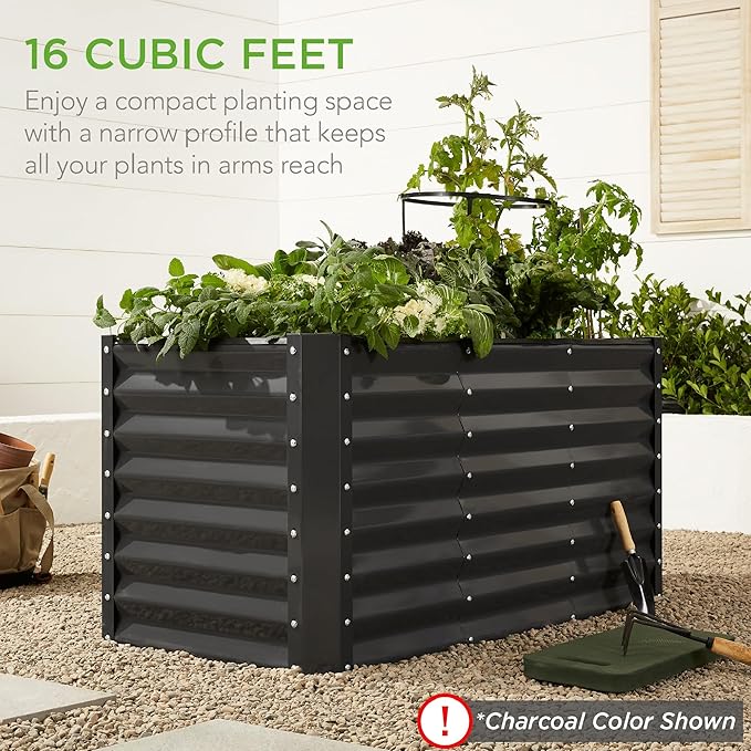 Best Choice Products 4x2x2ft Outdoor Metal Raised Garden Bed, Deep Root Box Planter for Vegetables, Flowers, Herbs, 119 Gallon Capacity, 100% Non Toxic Materials - Terracotta