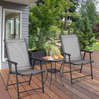 Giantex Set of 4 Folding Patio Chairs, Outdoor Portable Dining Chairs for Garden Camping Poolside Beach Deck Lawn, 4-Pack Sling Armchairs, Metal Frame, Grey