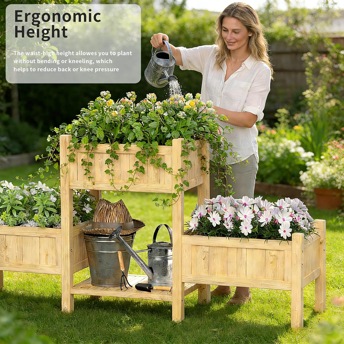 extra large wooden raised garden bed with legs, package contents