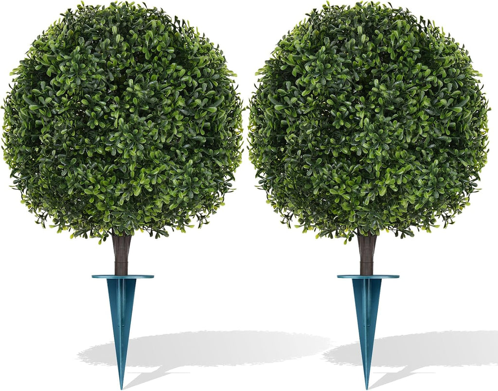 grooy 2 pack artificial boxwood topiary ball trees, main product view