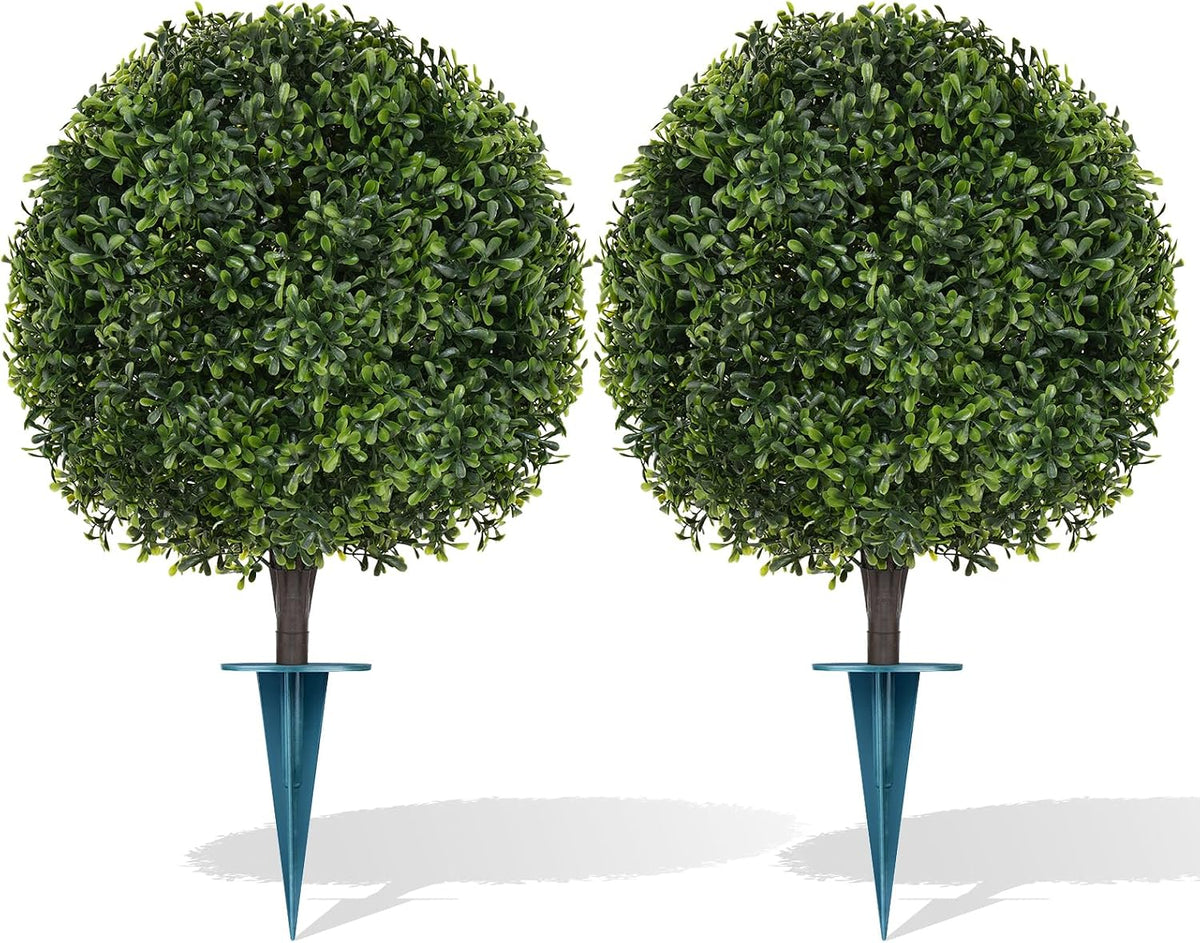 grooy 2 pack artificial boxwood topiary ball trees, main product view
