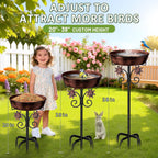 3" Deep Metal Bird Bath for Outside, Removable 12" Dia Vintage Bird Baths Bowl for Outdoors with Stable 5-Prong Stake, 37" H Freestanding Birdbath for Garden Patio Yard Lawn (Brush Bronze)