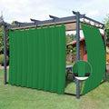 Easy-Going Outdoor Patio Curtains Detachable Tab Top Windproof Weatherproof Curtain for Cabana, Porch, Pergola and Gazebo, Tab Bottom Drape, 2 Panels, 110W x 96L inch, Green