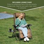 Timber Ridge Aluminum Zero Gravity Chair Set of 2, 350 lb Capacity Each | Padded Foldable Lounger with Side Table and Sliding Headrest; Reclines from 0° to 170° for Camping, Lawn, Patio or Indoor Use