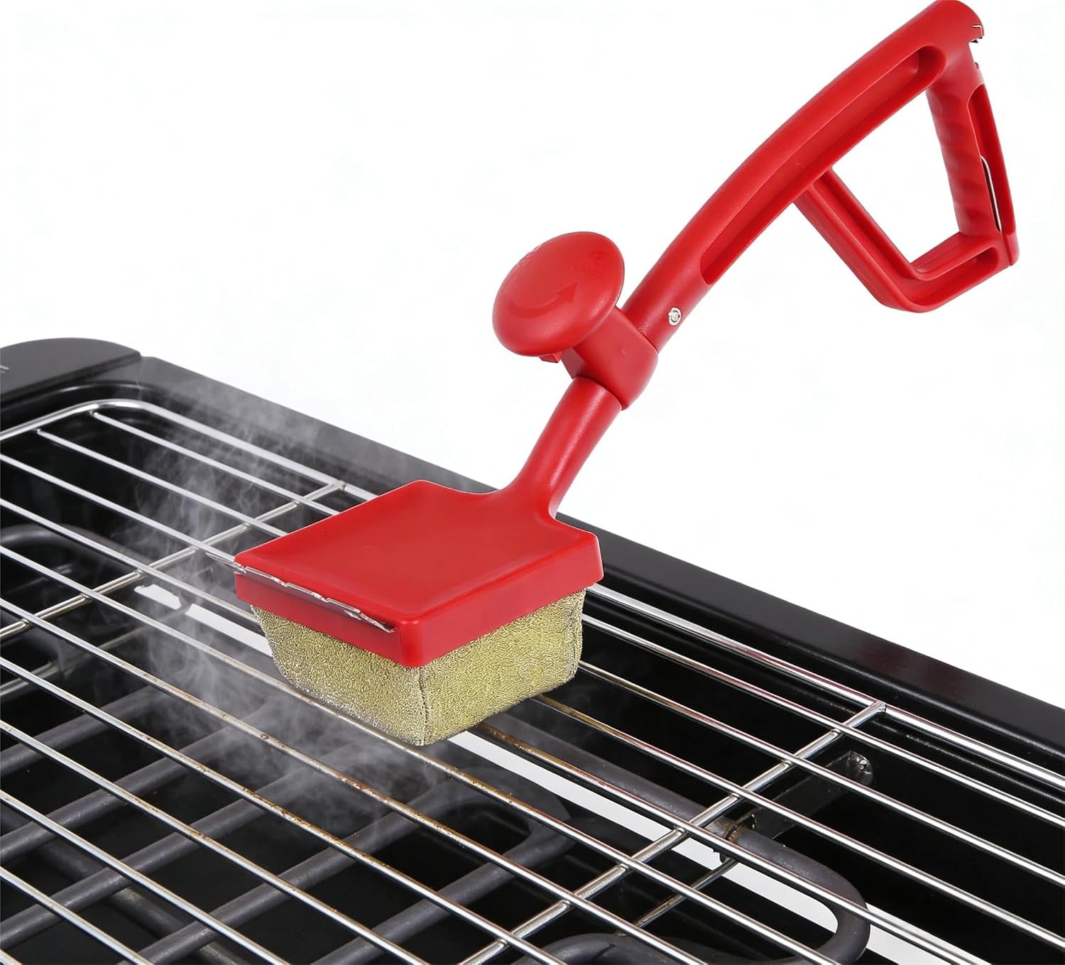 GASPRO Grill Brush Bristle Free for Outdoor Grill, BBQ Grill Cleaning Brush with Replaceable Scrub Sponge Head & Scraper, Ergonomic Handle, Safe for Stainless Steel, Cast Iron & Porcelain Grate