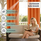 Outdoor Curtains for Patio Waterproof - 6 Panels Privacy Weatherproof Outside Curtains with Grommets for Pergola, Gazebo, Porch, Cabana, Balcony, 54 x 108 Inch, Mecca Orange
