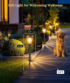 XMCOSY+ Solar Pathway Lights Outdoor, 8 Pack Warm White Solar Garden Lights | Crackled Glass & Metal, IP65 Waterproof, Auto On/Off Soft 2700K LED Edison, Landscape Lights for Yard Walkway Driveway Path