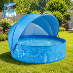 Kiddie Pool with Canopy - 47 in Foldable Kids Pool, Summer Water Play Kids Pool with Shade, Portable Non-Slip Swimming Pool & Dog Pool for Outdoor, Beach, Backyard
