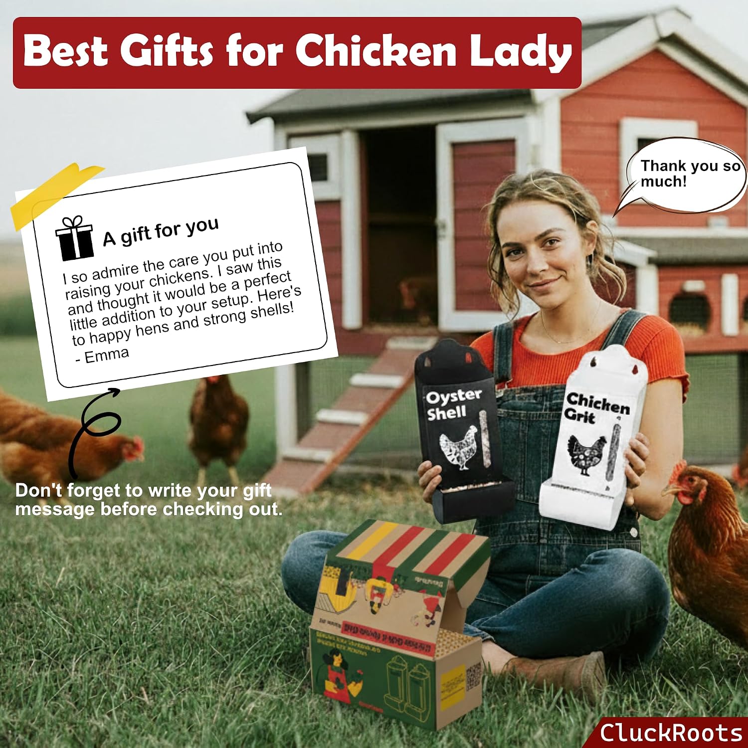 CluckRoots Chicken Grit and Oyster Shell Feeder Combo, No-Spill Metal | Lift-Off Heavy-Duty Dispenser w/ Rain Lid View Window, Small Flocks Capacity, Chicken Coop Accessories Gifts for Lovers