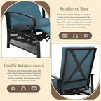 Oakcloud Adjustable Outdoor Lounge Chair Metal Patio Relaxing Recliner Chair Set with Bistro Table and Removable Cushions(Peacock Blue)