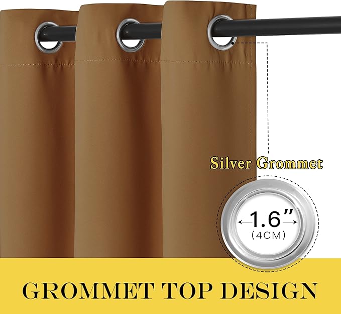 NICETOWN Door Curtain for Closet Doors 80 Inches Long 1 Panel, Blackout Doorway Curtain for Open Closet Bedroom, Room Divider Living Room for Privacy (Gold Brown, 1 Panel, 46W x 80L)