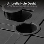 PHI VILLA Large Outdoor Square Dining Table for 8, 60" Metal Steel Slat Table with Umbrella Hole, Weather-Resistant Dining Fruniture for Patio, Deck, Backyard, Porch - Black