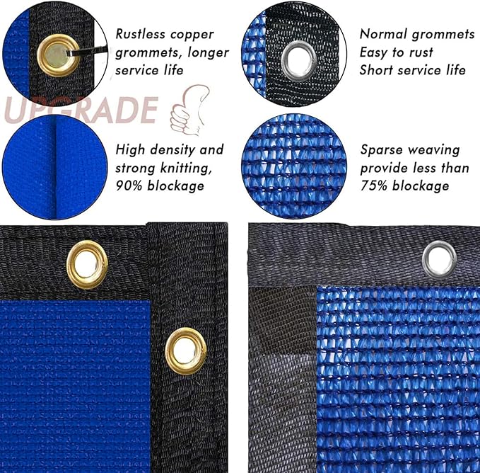 UPGRADE Privacy Screen 6' x 50' Fence Commercial Shade Cover with Brass Grommets Heavy Duty Perfect for Outdoor Back Yard, Blue, Customizable
