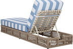 SAFAVIEH Outdoor Patio Furniture Collection - Gillian Heather Tan Rope Daybed, Baby Blue Stripe Cushion, Coastal Sunlounger, Fully Assembled (PAT7527U)