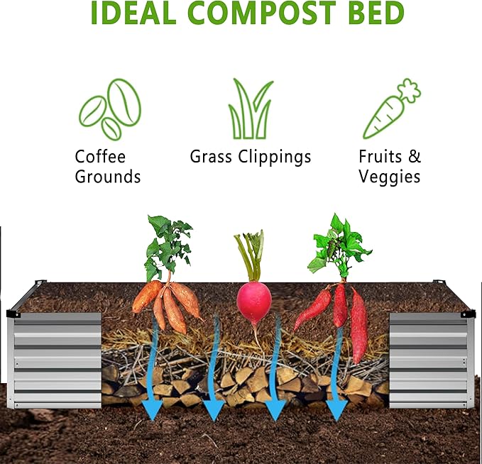 2PCS 8x4x1FT Galvanized Raised Garden Bed Kit,Vegetable Boxes-Rectangle Metal Flower Box,Large Planter Raised Beds Outdoor Garden for Planting,Fruit,Herb-Silver