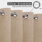 Easy-Going Linen Look Outdoor Curtains Waterproof Windproof Porch Curtains, Soft Thicken Outdoor Privacy Curtains for Patio, Gazebo, Grommet Top and Tab Bottom Drape, 2 Panels, 54x84 inch, Beige