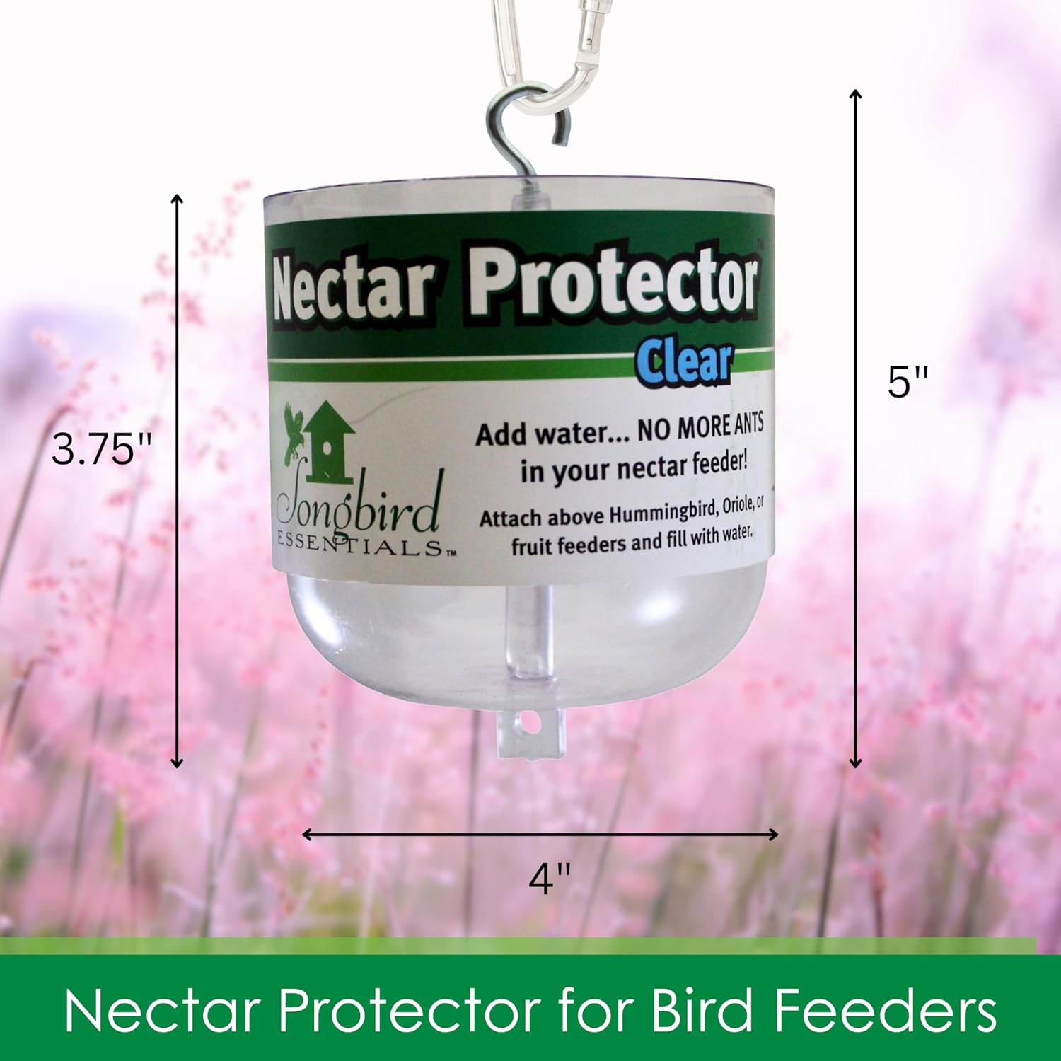 Nectar Protector 18 oz Clear Ant Moat for Bird Feeders | See-Through Bowl Shows Water Level at a Glance - 18 oz Ant Moat Hangs Between Hook and Feeder to Protect Nectar