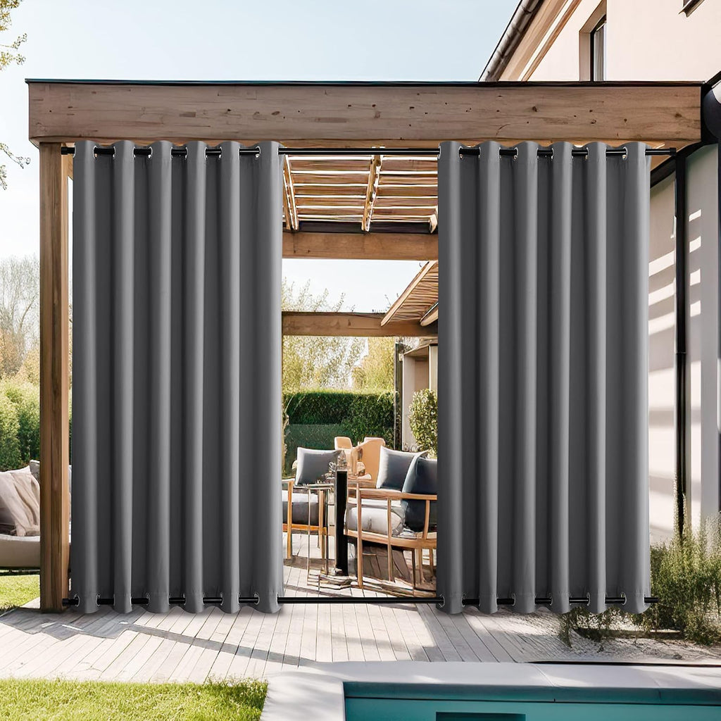 nicetown grey outdoor curtains for patio waterproof 2, main product view