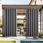 NICETOWN Gazebo Curtains for Patio Waterproof Extra Wide 2 Panels, Blackout Weatherproof Thermal Insulated Rustproof Top & Bottom Grommet Outdoor Windproof Drapes for Pergola, Grey, W84 x L84