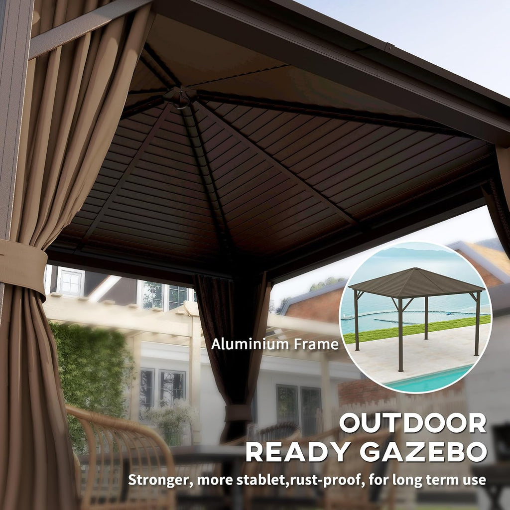 outsunny 10' x 10' hardtop gazebo with curtains, package contents