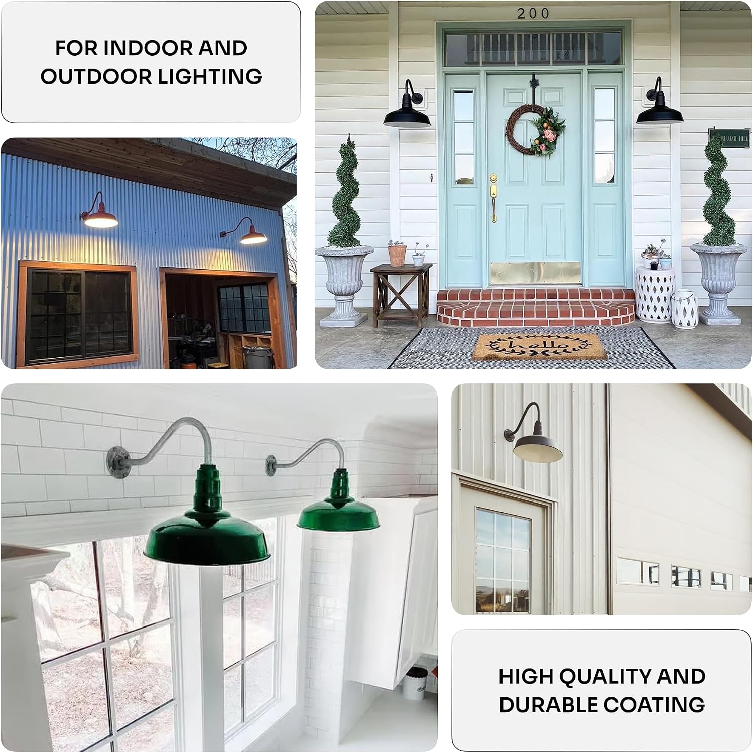 11" Gooseneck Barn Light Outdoor | Farmhouse Exterior | Hunter Green/Brass