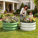 Galvanized Raised Garden Bed 2pcs 2x2x1 FT, Round Metal Raised Garden Bed Outdoor Planter Box with Open Bottom, Rust-Resistant Steel Garden Bed for Vegetables Herbs Flowers, Easy Assembly