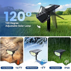 Solar Spot Lights Outdoor IP68 Waterproof, Ultra-Bright Performance，Simple Modes for Easier Operation, Auto On/Off，Solar Powered Landscape Lights for Garden, Yard, Pathway (Cool White, 4 Pack)