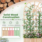 Giantex Wooden Raised Garden Bed with Arched Trellis Set 2, 71” Fir Wood Outdoor Elevated Planter Box Privacy Screen w/Drainage Holes, Vertical Garden Bed for Climbing Plants, Patio Balcony Backyard
