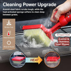 GASPRO Grill Brush Bristle Free for Outdoor Grill, BBQ Grill Cleaning Brush with Replaceable Scrub Sponge Head & Scraper, Ergonomic Handle, Safe for Stainless Steel, Cast Iron & Porcelain Grate