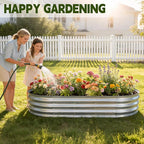 Galvanized Raised Garden Bed Outdoor, Large Raised Bed for Gardening, 2Pcs 6x3x1ft Oval Metal Planter Box for Vegetables, Fruits, Flowers, Silver