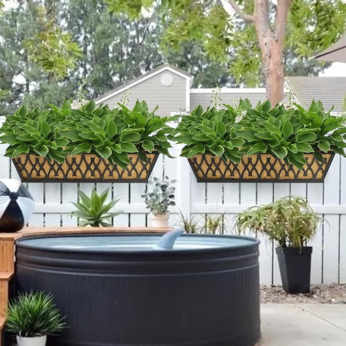 2 Pack 24 Inch Trough Coconut Liners for Window Box Planter Natural Coco Fiber Replacement Liner for Outdoor Plants Flowers Outside Coir Planters Porch Balcony Garden Decor