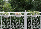 Dahey 3 Pcs 10.5 Inch Metal Iron Hanging Flower Pots for Railing Fence Hanging Bucket Pots Countryside Style Window Flower Plant Holder with Detachable Hooks Home Decor,White
