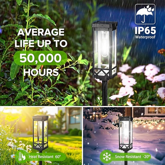 KOOPER Taller Solar Pathway Lights Outdoor, 8 Pack Upgraded Brighter Solar Garden Lights Solar Powered, Up to 15 Hours Outdoor Solar Lights for Yard Landscape Path Walkway Driveway （Cool White）