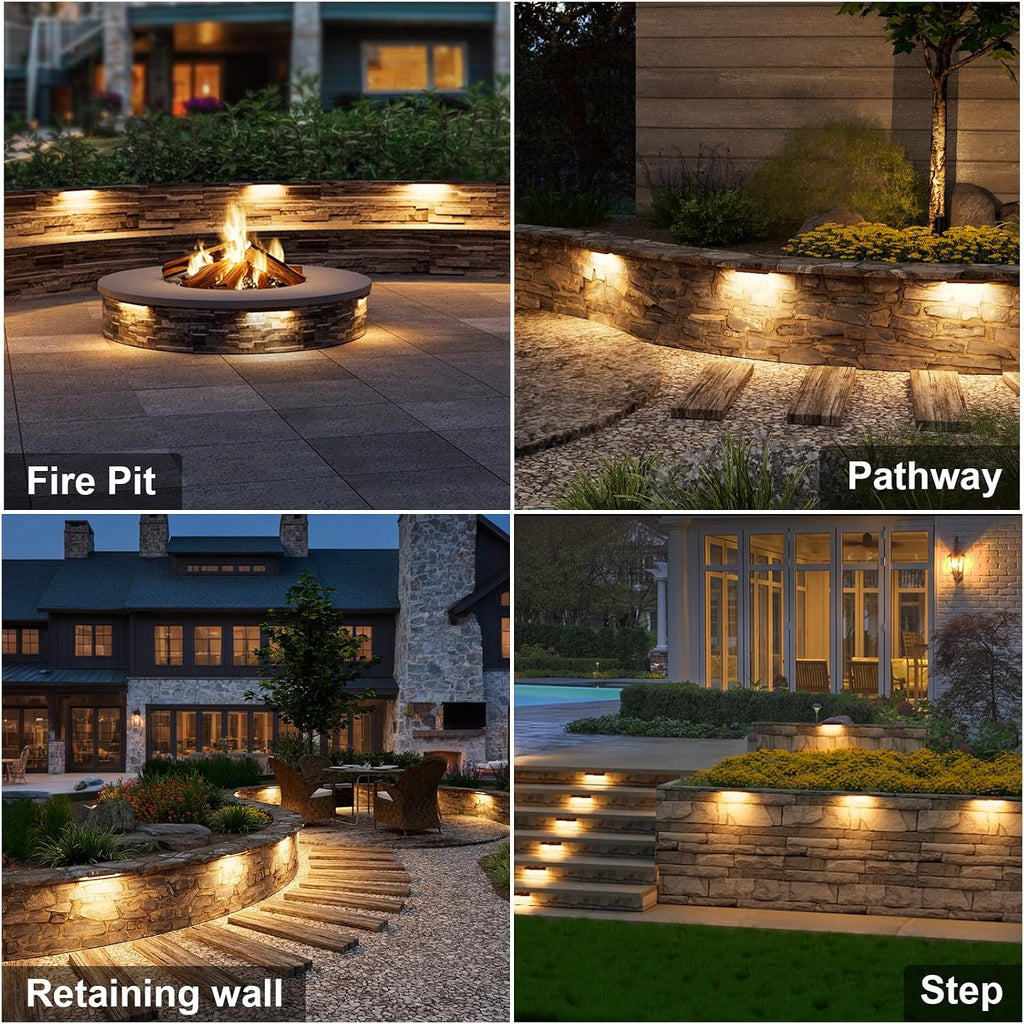VOLISUN 7 Inch Retaining Wall Lights, 2700K Hardscape Lighting, 12 Pack | IP65 Waterproof, Cuttable Low Voltage Landscape Lighting, 12V Paver Lights, 3W Outdoor Step Lights, ETL