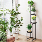 Plant Stand Indoor Outdoor 4 Tier Metal Plant Shelf for Multiple Plants Corner Flower Holders for Living Room Balcony Bedroom Patio Garden, Black (Black, 4-Tier)