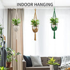 Macrame Plant Hanger - Fits 3 to 6 inches Pots for Indoor Outdoor, 35 Inch, Set of 2, Green (POTS NOT Included)