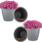 Sunnydaze 20-Inch Anjelica Large Plastic Pot for Plants - Outdoor Double-Walled Large Plastic Planter with Drillable Drainage Holes - Light Gray - 4pk