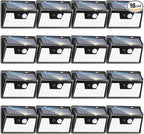 Peasur Solar Powered Lights Outdoor, 140LED 16Pack Motion Sensor Light Outside, IP65 Waterproof Fence Security Lighting with 3 Modes for Yard Wall Garden Cool White