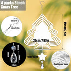 4Pack 8inch Sublimation Wind Spinner Blanks 3D Aluminum Metal Wind Sculpture Kinetic Spinners for Yard and Garden Indoor Art Sublimation Christmas Ornament Hanging Decoration (Xmas Tree)