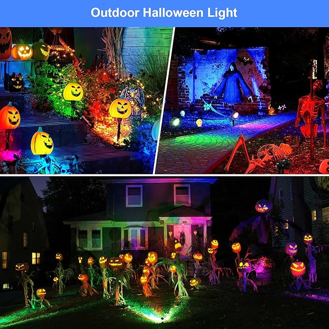 Christmas Spot Lights Outdoor Color Changing Landscape Spotlights,12W RGBW LED Outdoor Spot Lights for Yard Garden Decor,Waterproof 110V Plug in Landscape Lighting with Remote,4 Packs