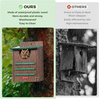 Kingsyard Large Recycled Plastic Wooden Owl House, Waterproof Screech Owl Bird Boxes for Outside, Owl Nesting Box Kit with Screws Ideal for Wildlife, Elf, Pygmy, Garden, Air Ventilation. Green
