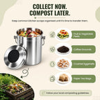 epica kitchen compost bin for kitchen countertops, 1.3 showing dimensions