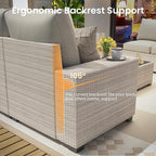 8 Piece Outdoor Patio Furniture Set, Outdoor Sectional Furniture, Rattan & Wicker Modern Modular Conversation Set Sofa Couch W/Water Resistant Washable Thick Cushions and Coffee Table, Beige