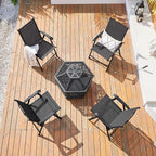 Yaheetech Patio Dining Chairs Set of 2 with Armrests, Outdoor Folding Chairs with Metal Frame and Backrest for Lawn, Garden, Yard and Poolside, Black