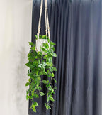 Comtelek 2 Packs Fake Hanging Plant with Pots for Home Decor Artificial Hanging Basket Plants Macrame Plant Hanger with Faux Vines Greenery for Bedroom Bathroom Room Wall Boho Decor Indoor Outdoor