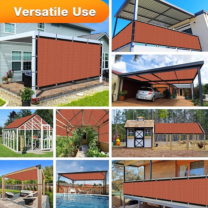 Artpuch 90% Sun Shade Cloth, 8 x 22 FT Pergola Shade Cover Canopy with Grommets, Sun Screen Fabric Tarp for Patio, Outdoor, Garden, Backyard, Rust Red