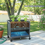 Raised Garden Bed with Tomato Planter Cage, 67.6" Trellis Planter Boxes with Wheels for Outdoor Patio Greenhouse Gardening Climbing Vegetables