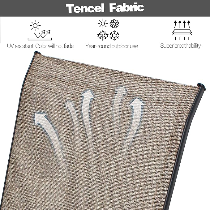 Patio Chairs Set of 8, Stackable Outdoor Dining Chairs for All Weather Textilene Fabric & Metal Frame, Outdoor Chairs Set for Backyard Deck Garden (Brown, Set of 8)