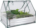 sunnydaze steel raised garden bed with mini greenhouse, main product view