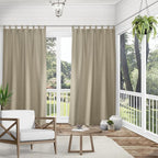 Exclusive Home Cabana Solid Indoor/Outdoor Light Filtering Hook-and-Loop Tab Top Curtain Panel, 54"x108", Taupe, Set of 2